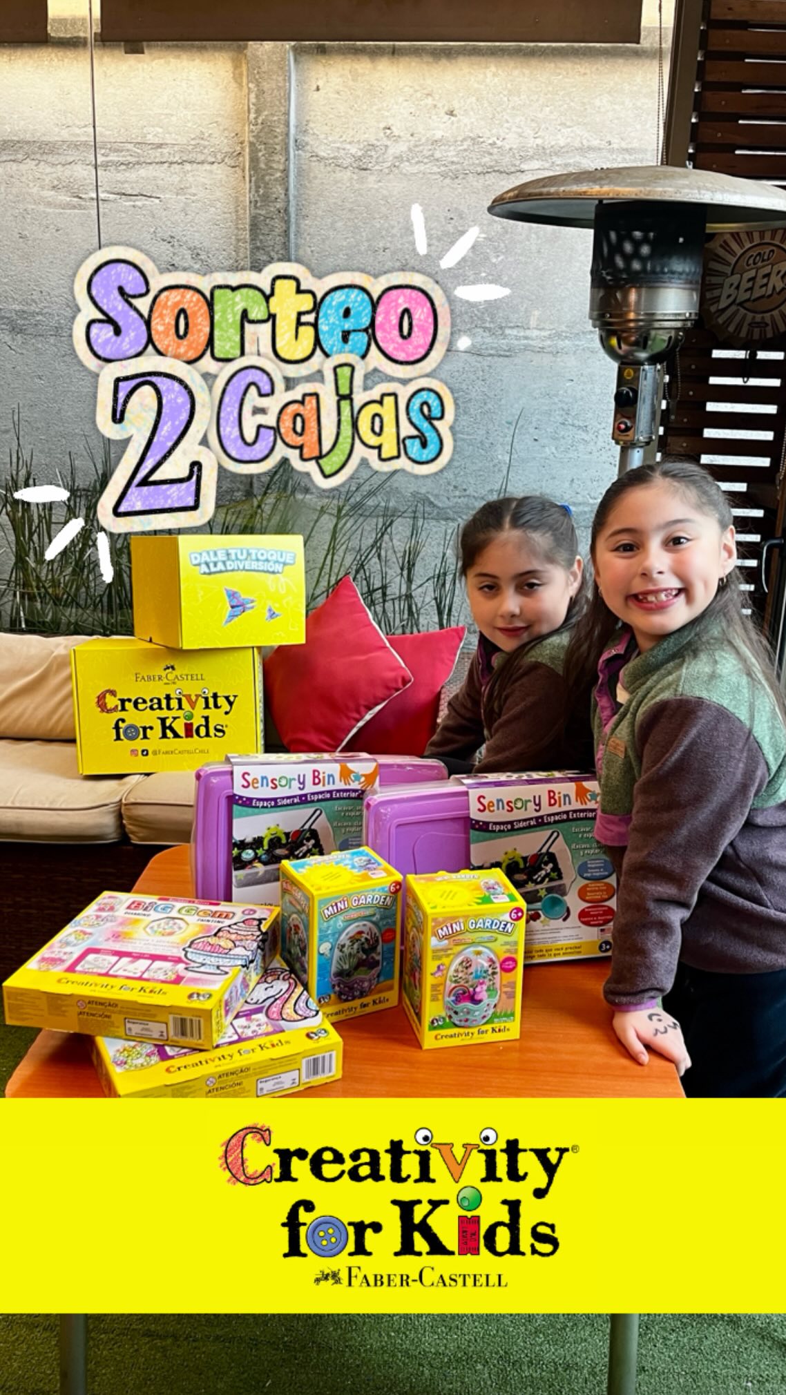 Instagram post by @gisela_twinmom for Faber-castell. Caption reads: ✨Sorteo 2 cajas de “Creativity for....