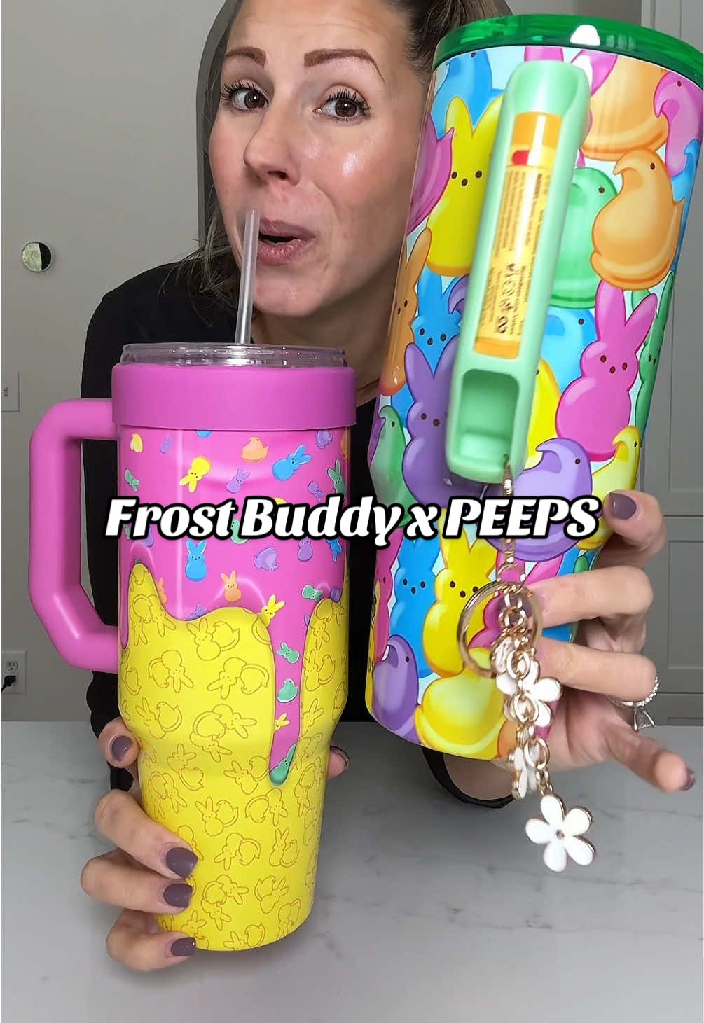 TikTok post by @countingthecoynes for FrostBuddy. Caption reads: [...] sell out fast. 🐣🐰🥕 @Frost Buddy ....