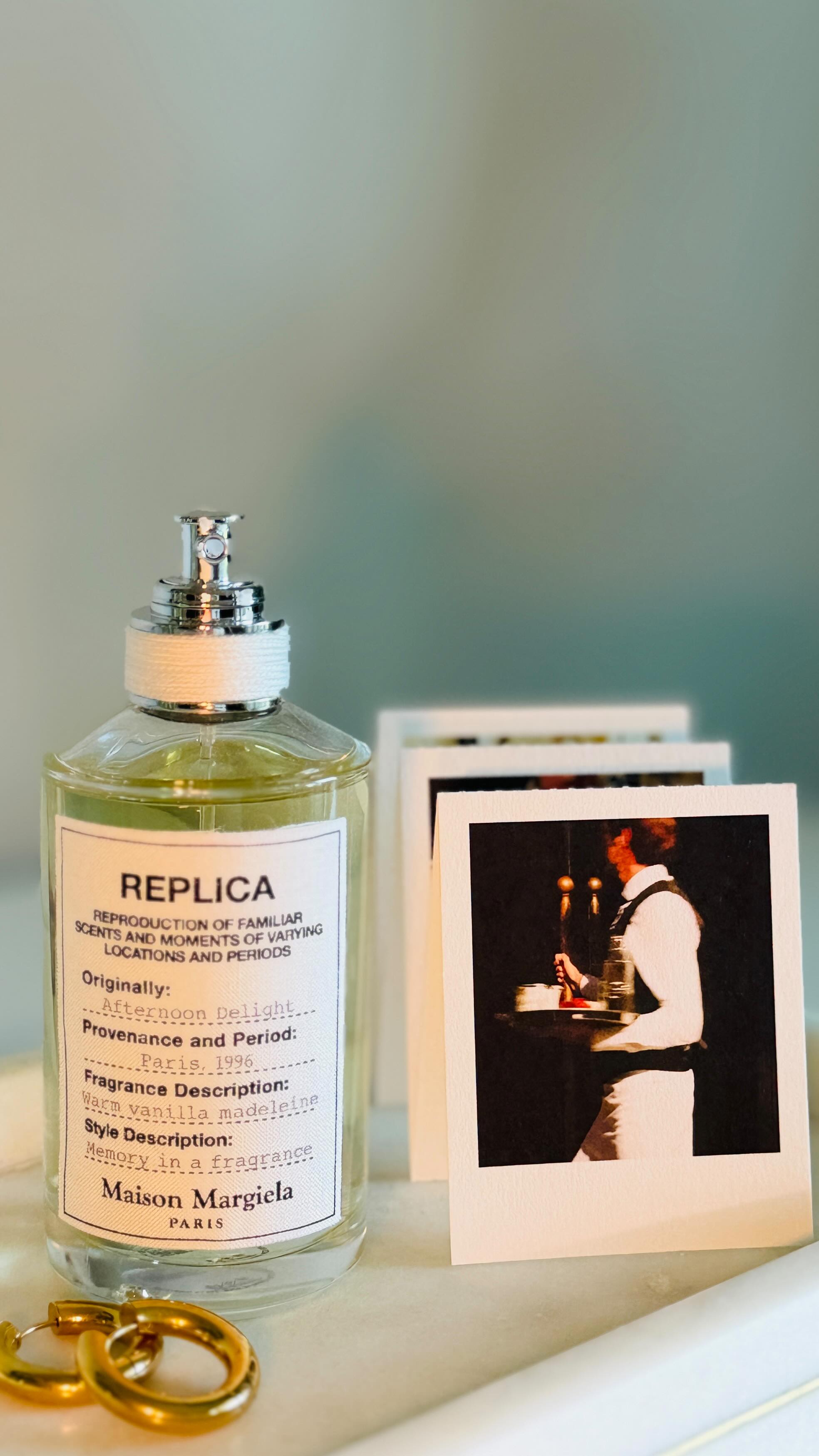 Instagram post by @volha_creative for Maison Margiela. Caption reads: Maison Margiela REPLICA Afternoon Delight [...].