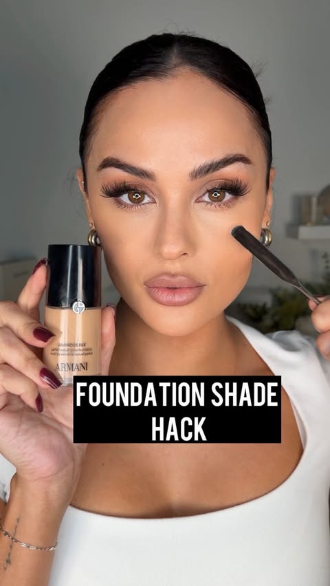 Instagram post by @christendominique for Armani beauty. Caption reads: NEW @armanibeauty Luminous Silk Foundation....