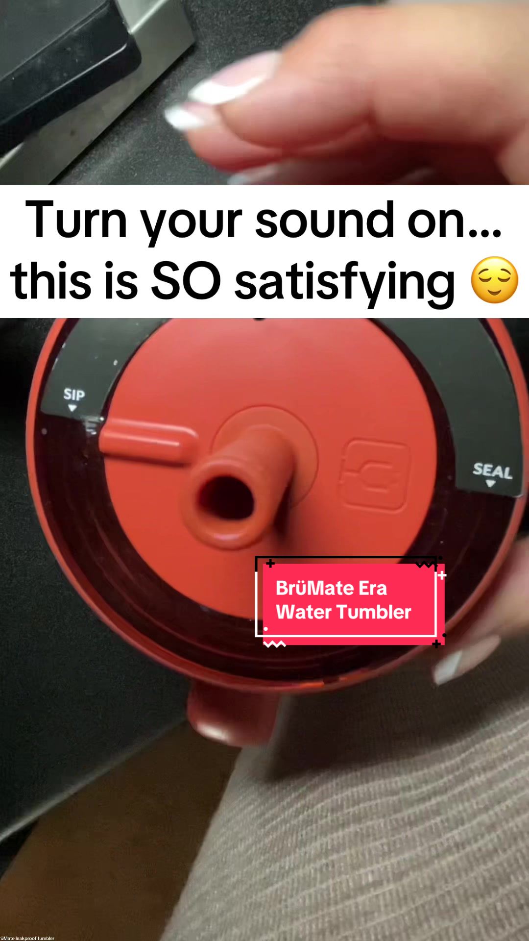 TikTok post by @jamiereiter726 for BruMate. Caption reads: [...] @BrüMate #leakprooftumbler #brumateera #asmr....