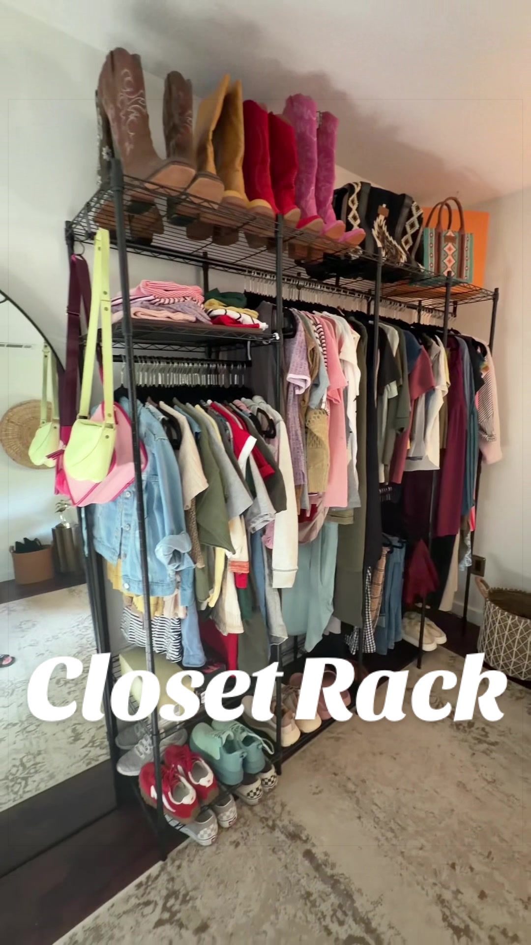TikTok post by @tracepatel for Raybee Furniture US. Caption reads: [...] #budgetfriendly #clothingrack @Raybee....