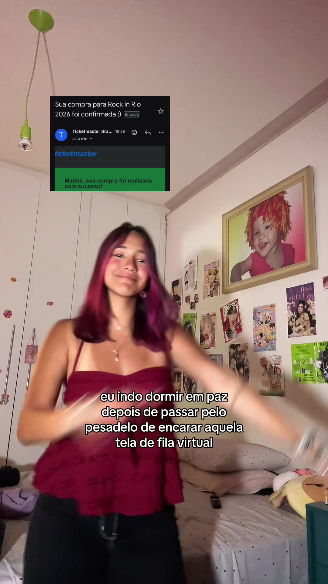 TikTok post by @thetheziita for Rock in Rio. Caption reads: tela diabolica #kpop #rockinrio #skz #show @Rock....