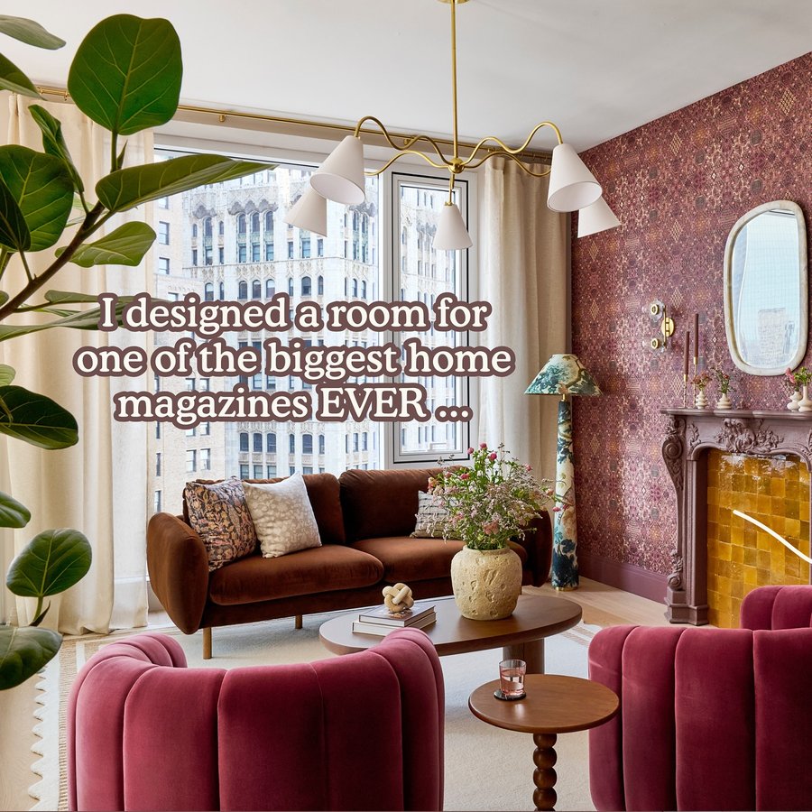 Instagram post by @alexandragater for Real Simple. Caption reads: [...] share the photos from the den I designed in....