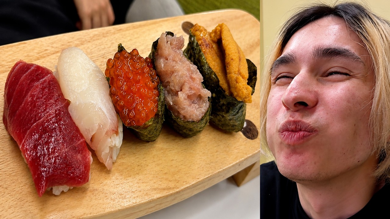YouTube post by @じゃだれてセンチメンタル for Click Discount. Caption reads: Making "TEMU Sushi" using only fresh fish bought....