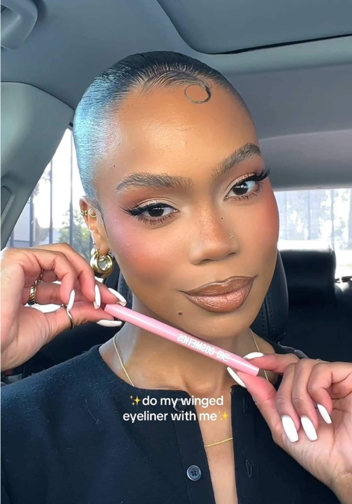 TikTok post by @tashjanecollins for EXO Cosmetics. Caption reads: ✨new @EXO Cosmetics just the tip liner [use code....