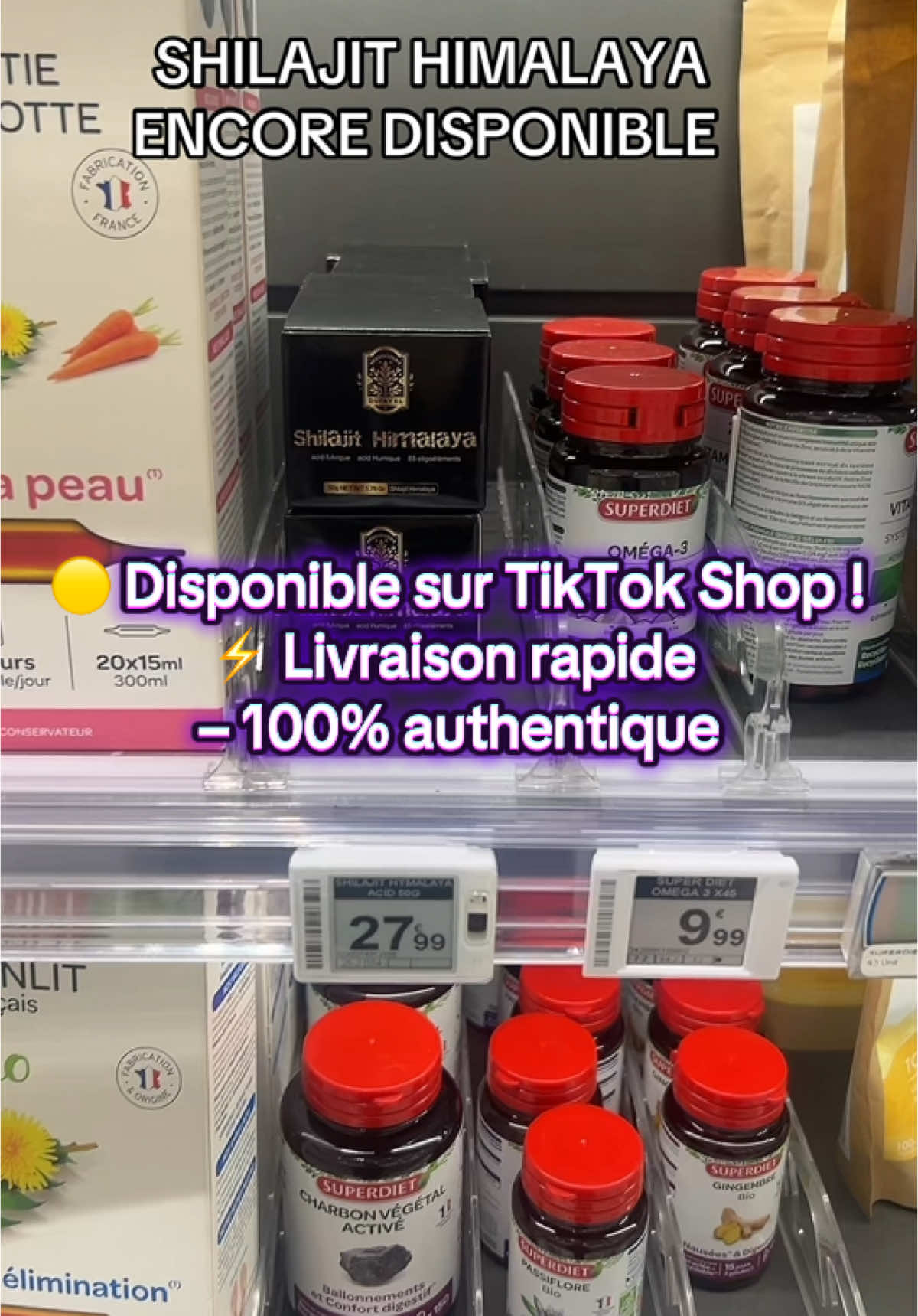 TikTok post by @afefoussama for Natural Shilajit. Caption reads: ✨ Le shilajit t’attend… commande....