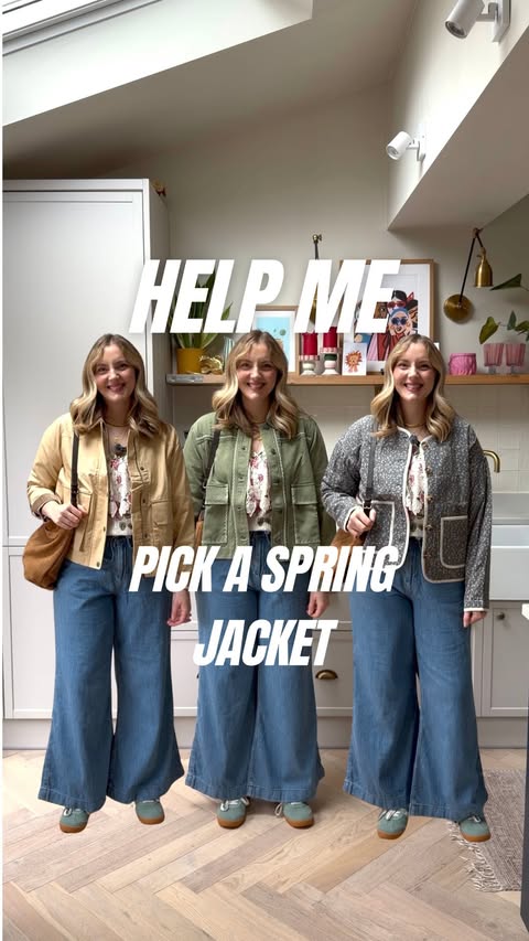 Instagram post by @leannedopaminedressing for FatFace. Caption reads: [...] one Spring outfit and three jackets,....
