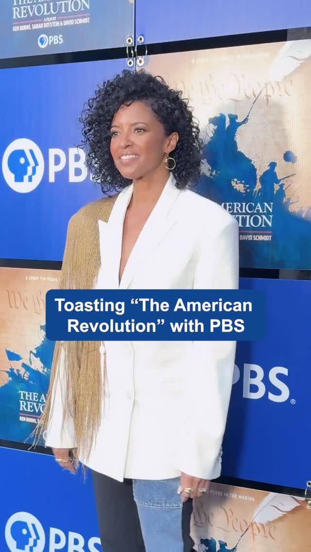 Instagram post by @reneeelisegoldsberry for PBS. Caption reads: I toasted the launch of #AmericanRevolutionPBS and....