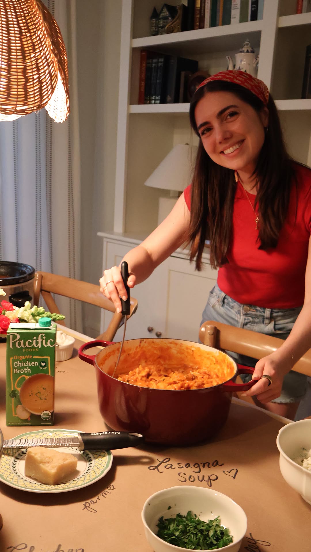 Instagram post by @emiliamariehome for Pacific Foods. Caption reads: Summer soup exchange with @pacificfoods for Broth....