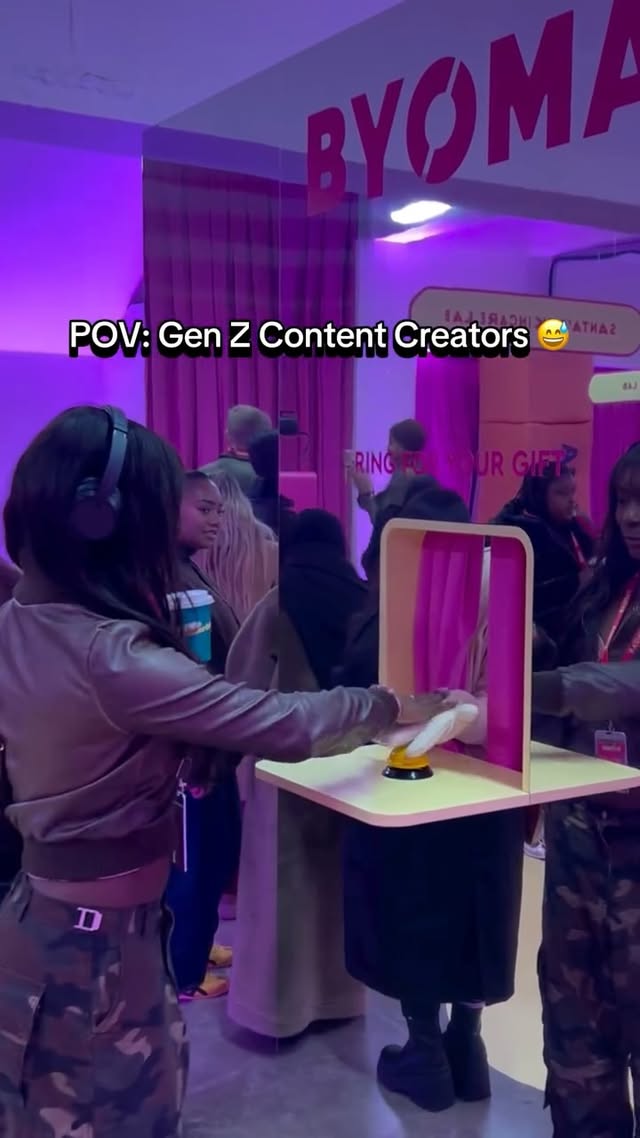 Instagram post by @_violethepilot_ for BYOMA. Caption reads: Not me waving too 😭😅👋 

@byoma Wonderlab Popup....