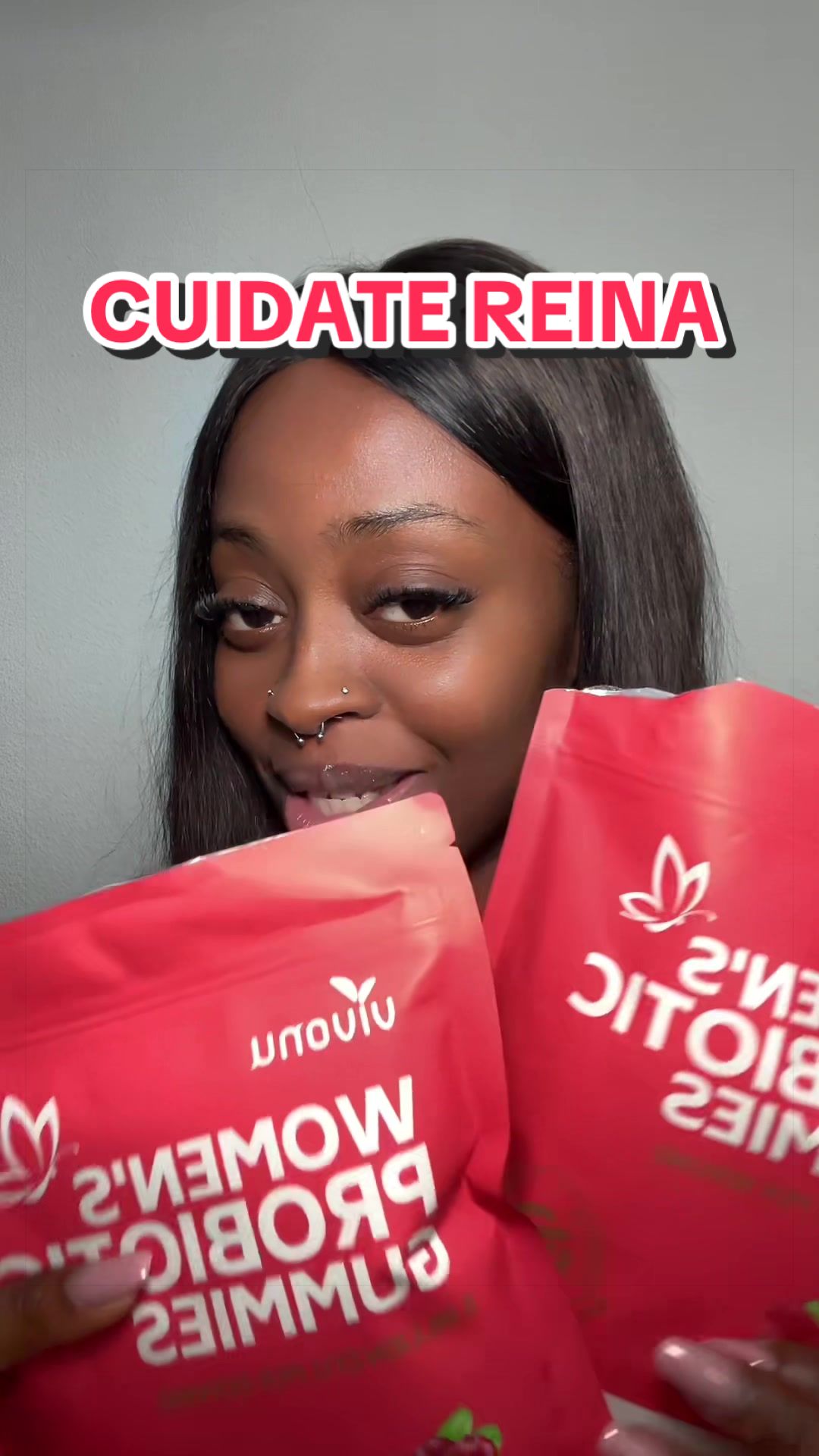 TikTok post by @naija_cutiee for Vivonu. Caption reads: Cuídate reina 😜😽 #probiotico #gomitas #vivonu....