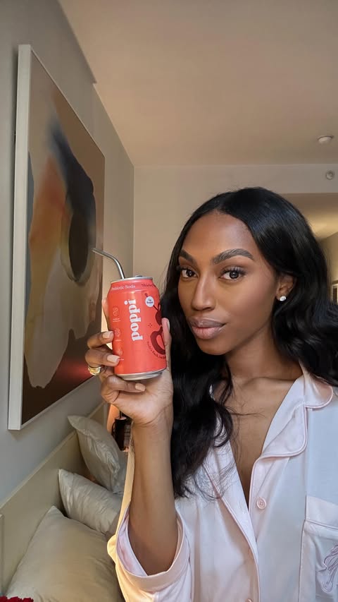 Instagram post by @kimberlybizu for Poppi. Caption reads: [...] making a comeback? I’m here for it....