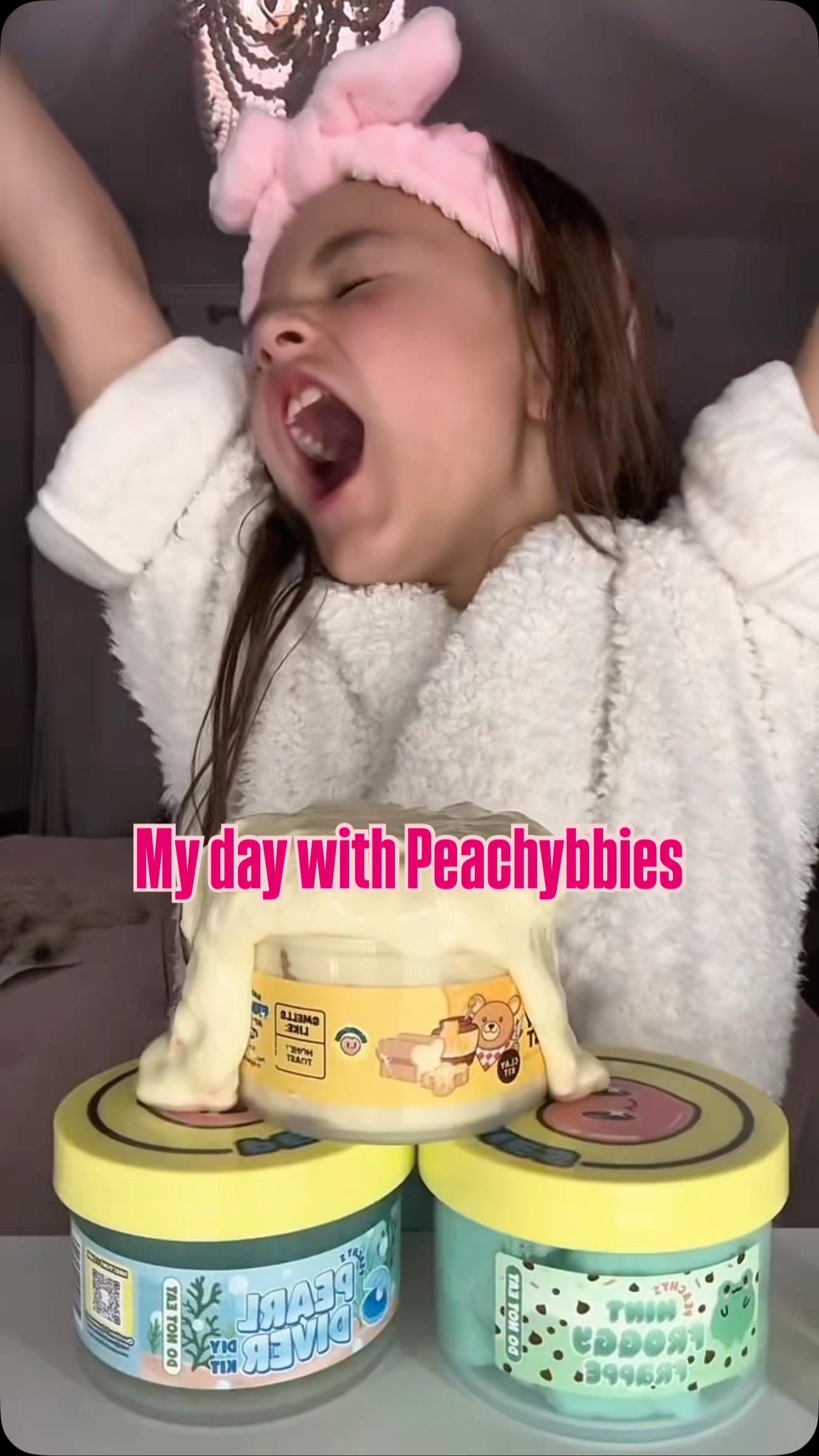 Instagram post by @wearebeautiful_chaos for Peachybbies. Caption reads: ✨ “The ultimate stress relief… one slime swirl at....