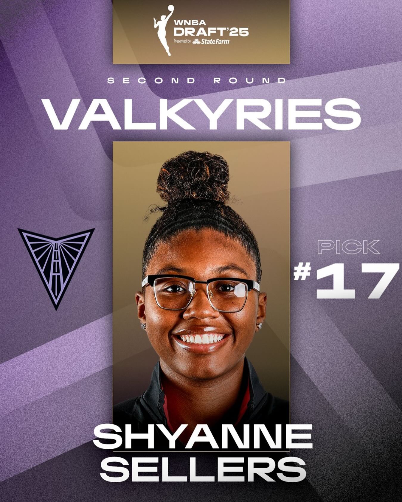 Instagram post by @valkyries for State Farm. Caption reads: With the 17th pick of the WNBA Draft, the....