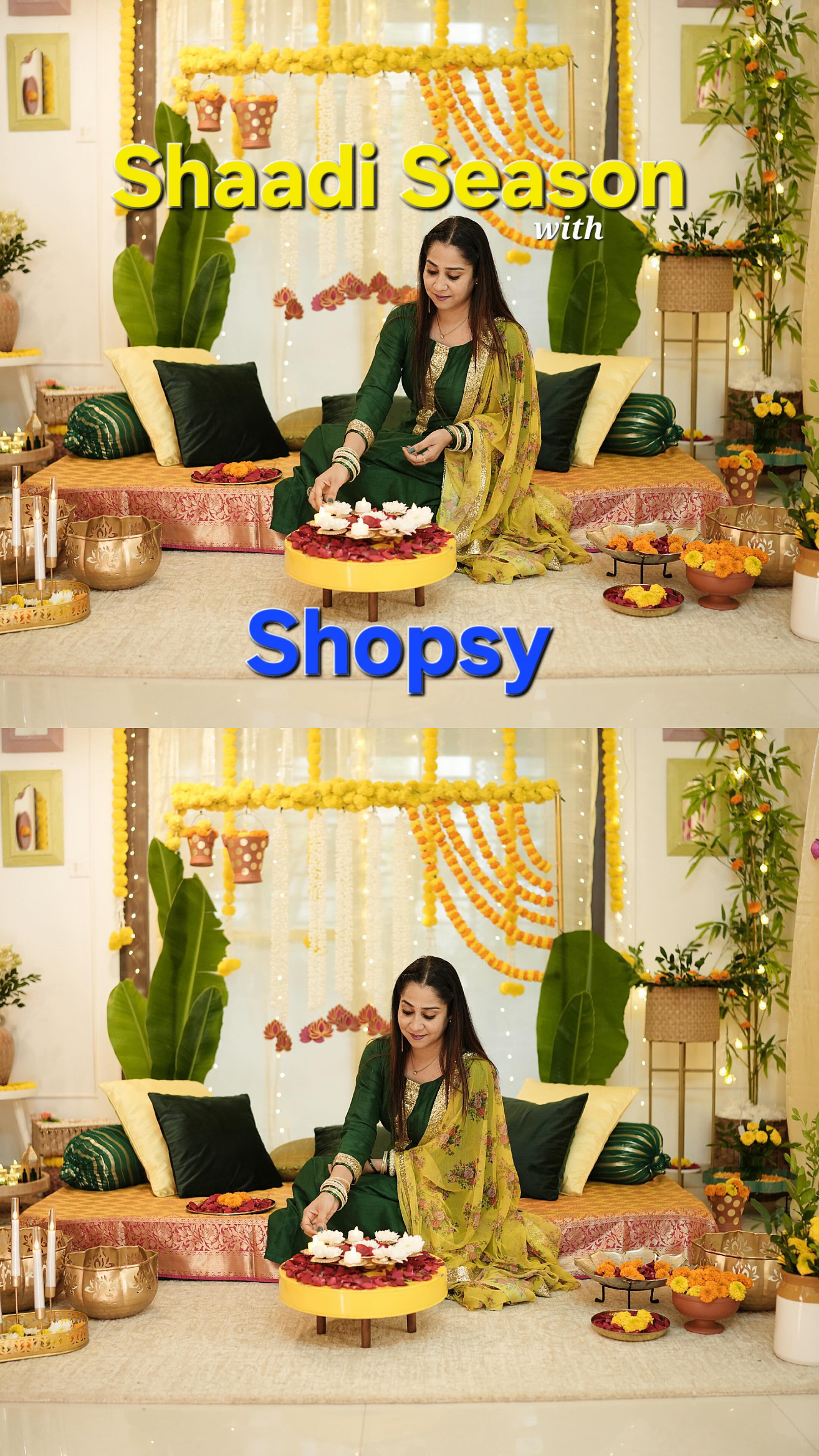 Instagram post by @decor_miniz for Shopsy. Caption reads: DIY wedding corner… because why should venues have....