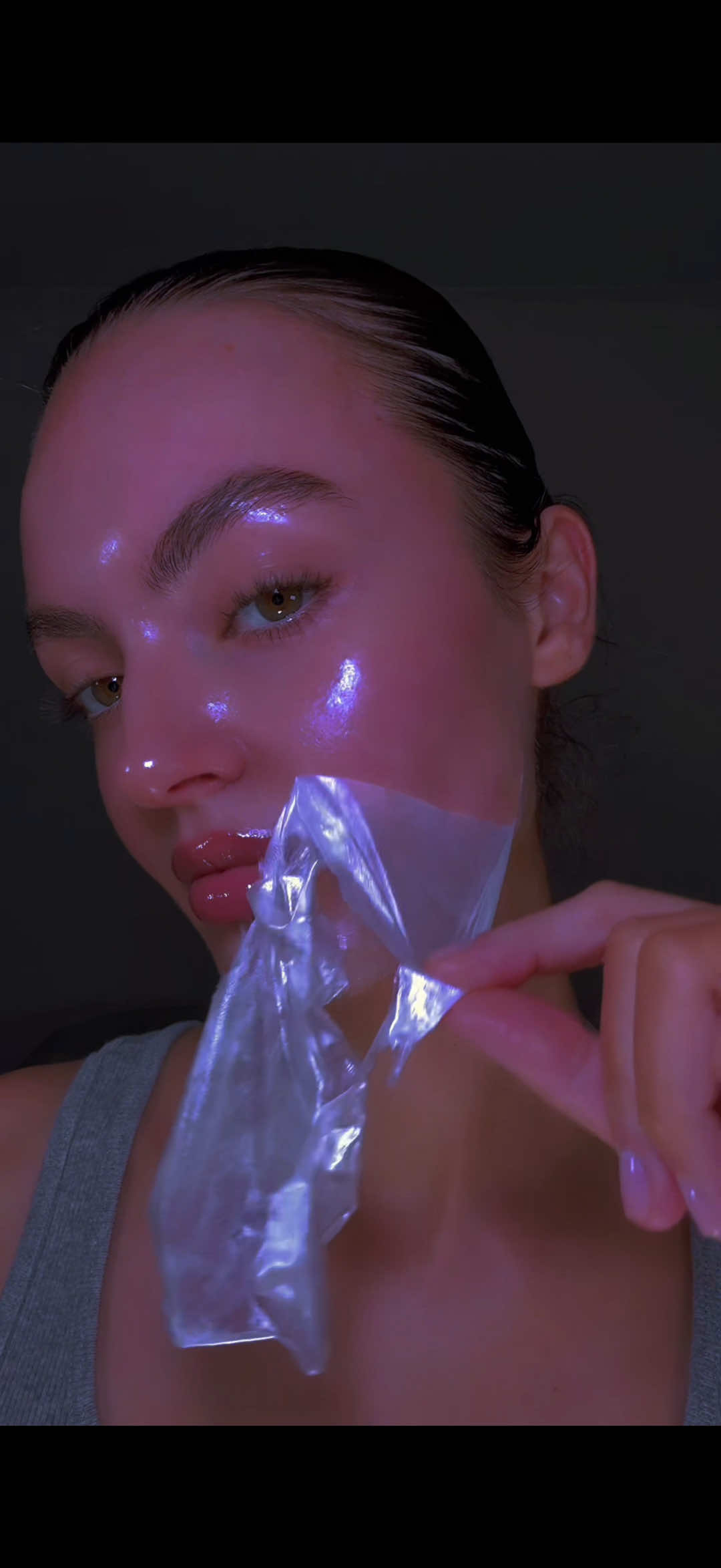 TikTok post by @caressmd for COSRX. Caption reads: pdrn exosome skinplaning glaze mask @COSRX....