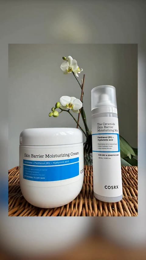 Instagram post by @glow_with_ania for COSRX. Caption reads: [...] of moisturiser 💧 This Ceramide Duo from....