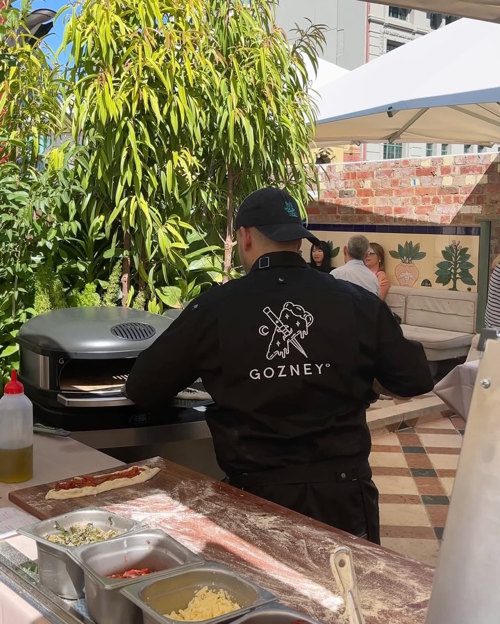 Instagram post by @her_melbourne for Gozney. Caption reads: [...] a Turkish Pide Party with our friends....