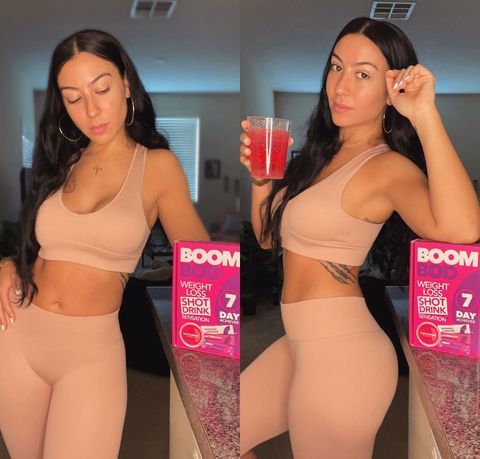 Instagram post by @itsjbabyxo for Boombod. Caption reads: #ad @boombod’s shots are a post gym must 👏 These....