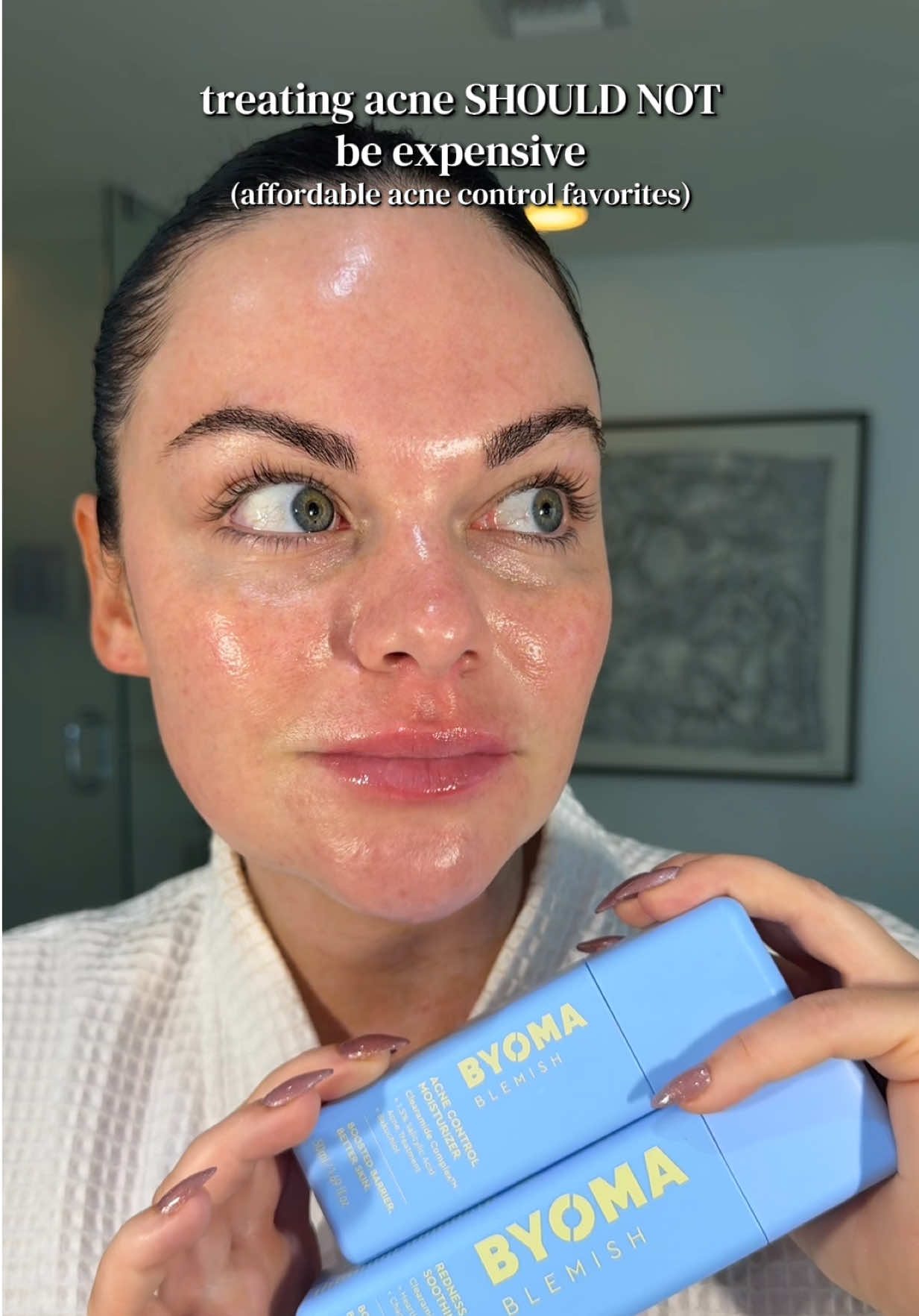 TikTok post by @kristynhoffman96 for BYOMA. Caption reads: [...] acne control products from the @byoma....