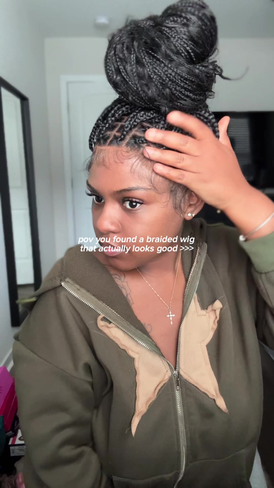 TikTok post by @aleshacarryne for Supernova Hair. Caption reads: [...] boho knotless in less than an hour....