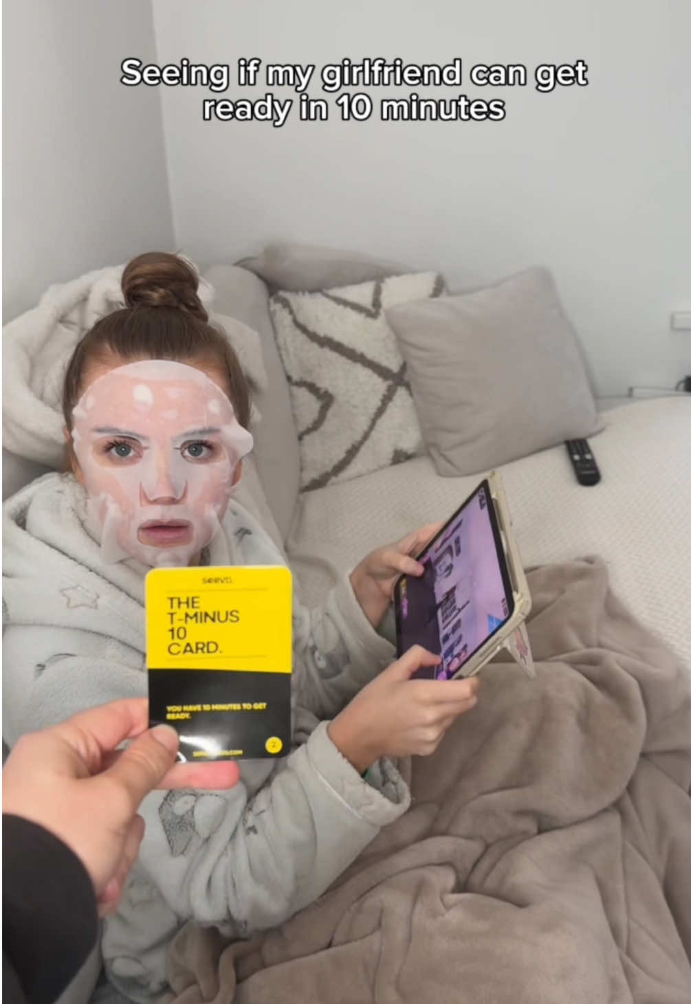 TikTok post by @grayskitz2 for SERVD CARDS. Caption reads: [...] 😂 Courtney was not happy about this!....