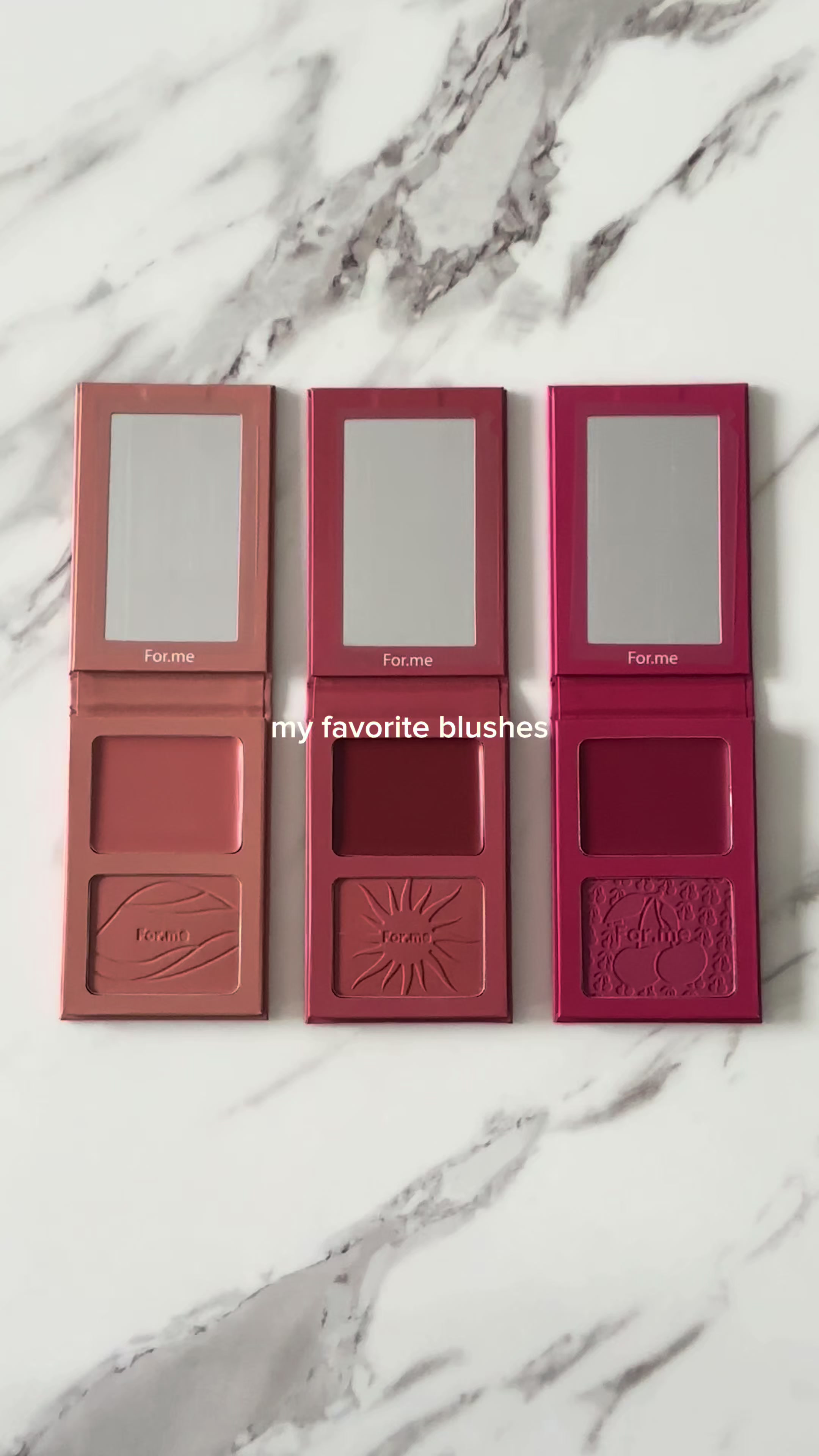 TikTok post by @theworldofnia for For Me. Caption reads: my favorite blushes🎀 @For-me.fr @FABIAN #forme....