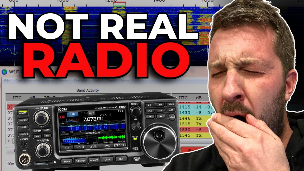 YouTube post by @HamRadioDX for LiTime. Caption reads: Why Is FT8 So Popular? Isn’t It Boring?.