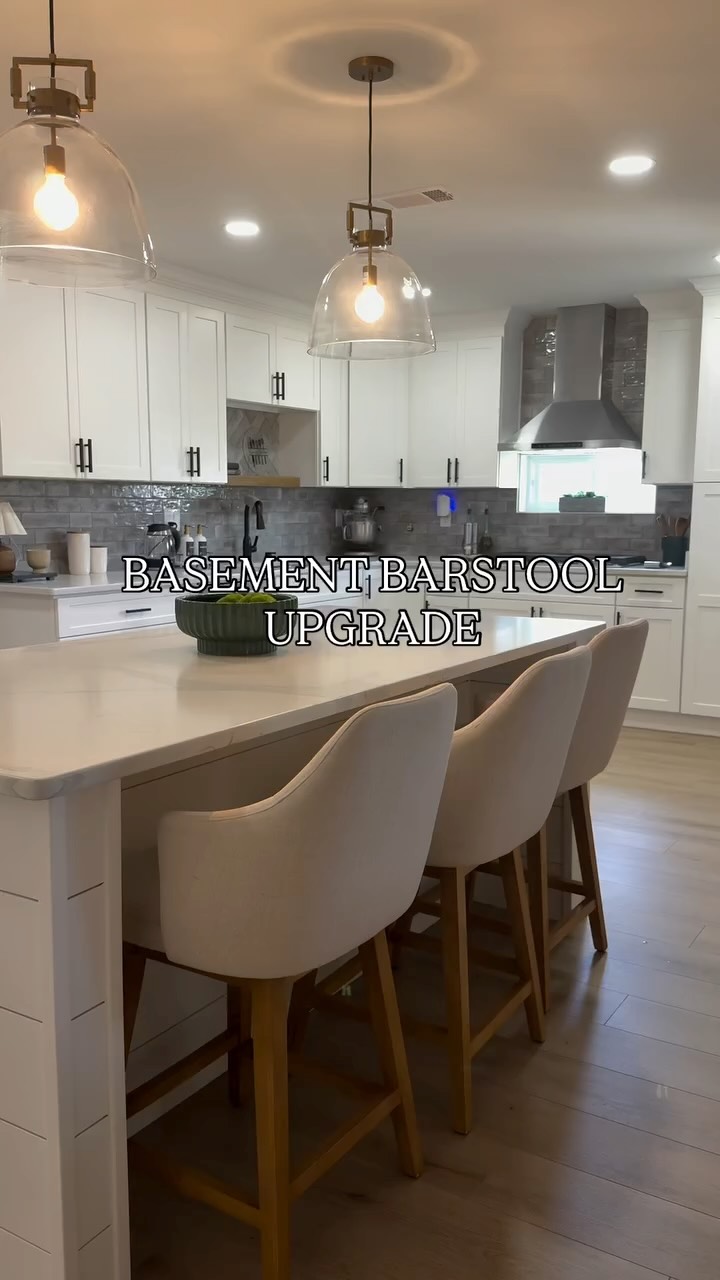 Instagram post by @houseoncalgarydowns for Chita Living. Caption reads: Basement barstool upgrade with @chitaliving 🤩 

I....