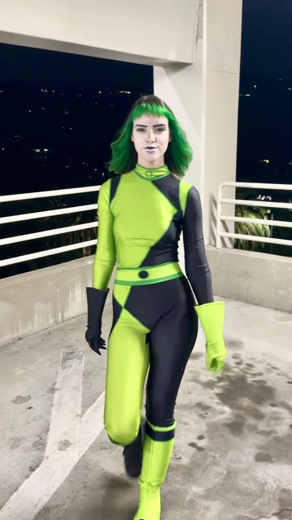 Instagram post by @ropedropdesign for Halloween Costumes. Caption reads: 💚🖤💚 HAPPY HALLOWEEN FROM SHEGO!!!!....