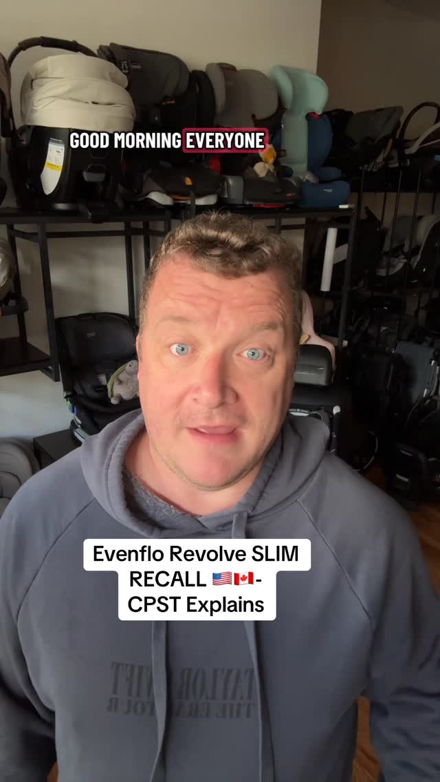 Instagram post by @thejamiegrayson for Evenflo. Caption reads: If you have an Evenflo revolve SLIM, and only....