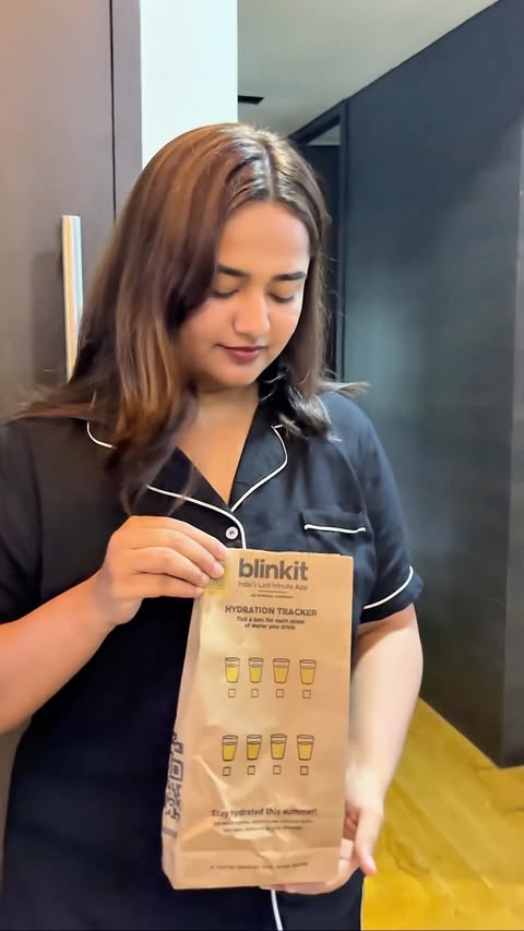 Instagram post by @shwetabirarii for Blinkit. Caption reads: [...] 😭✈️ Saved at the last minute by Blinkit....