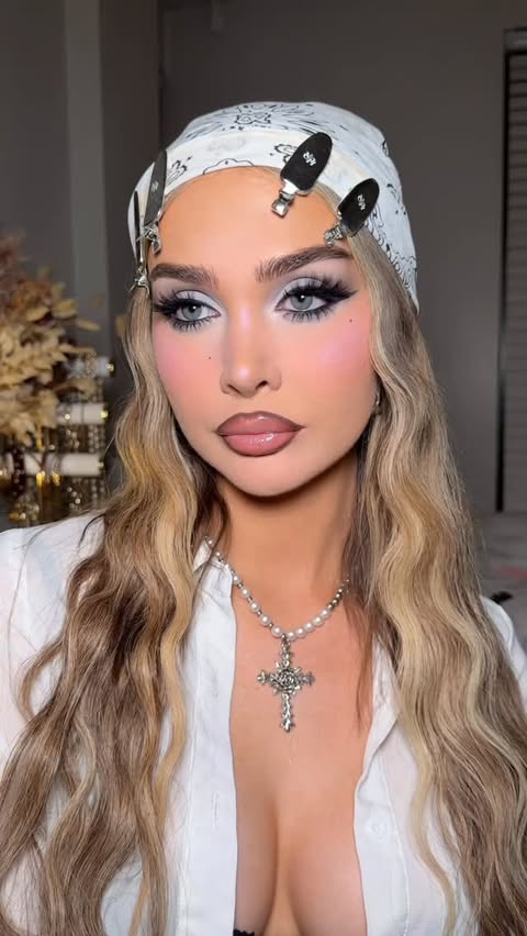 Instagram post by @alicedickson for Max Factor. Caption reads: Cool toned makeup! Inspired by @perlamarinabeauty....