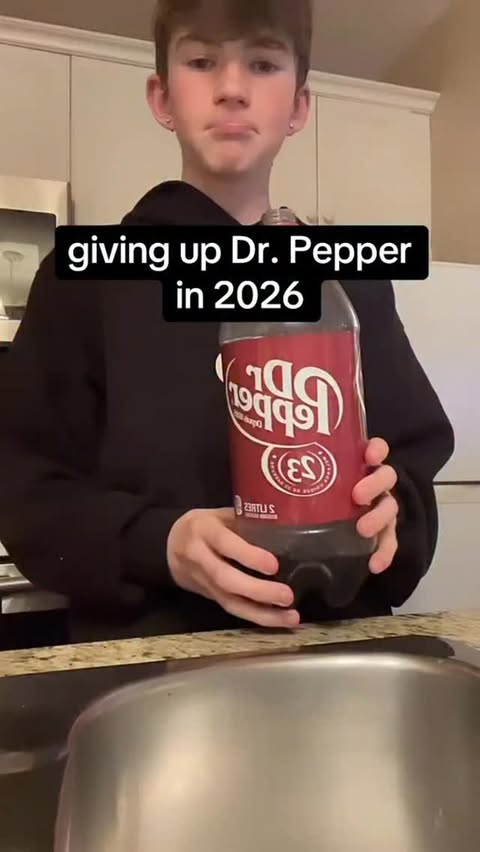 Instagram post by @itshudsonconboy for Dr Pepper. Caption reads: [...] #fyp #funny #newyear #viral #relatable....