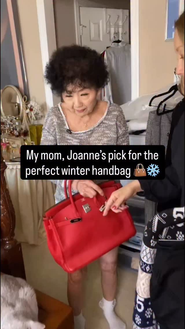 Instagram post by @pattipao1 for Hermès. Caption reads: When it comes to handbags, I always take my mom,....