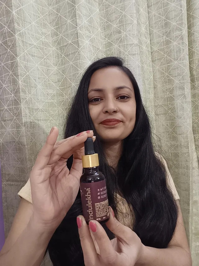 Instagram post by @its.me_shalu07 for Indulekha. Caption reads: Just three drops a day and I’m already seeing....