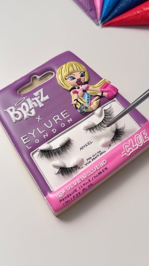 Instagram post by @lizziebakesco for Eylure. Caption reads: [...] approve? Which of the new @bratz x....