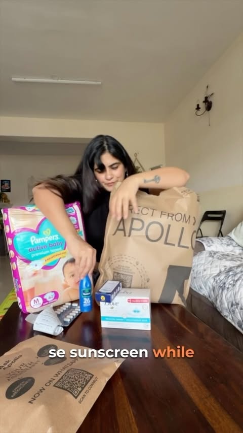 Instagram post by @piyusha_tanwani for Apollo 24x7. Caption reads: Comment ‘Apollo’ for the app link! Baby....