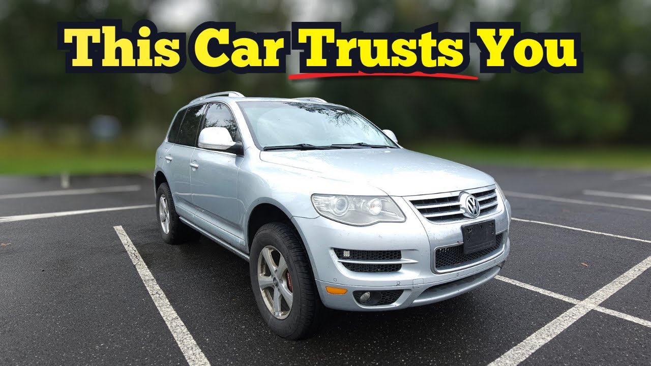 YouTube post by @RegularCars for Zazzle. Caption reads: 2010 Volkswagen Touareg TDI: Regular Car Reviews.
