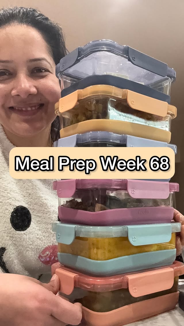 Instagram post by @madhavis_little_nook for Ello Products. Caption reads: Sharing this week’s Meal Prep (Week 68) with....