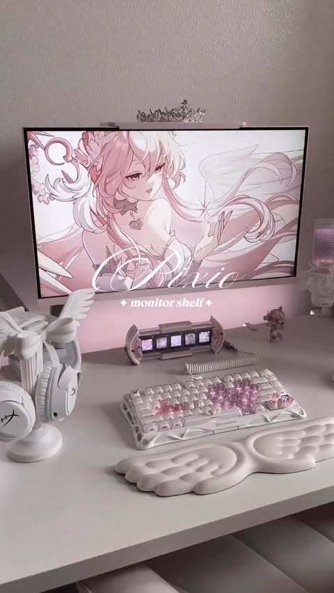 Instagram post by @cygneix for Pixio Gaming. Caption reads: [...] i want over my monitor now! [gifted]....