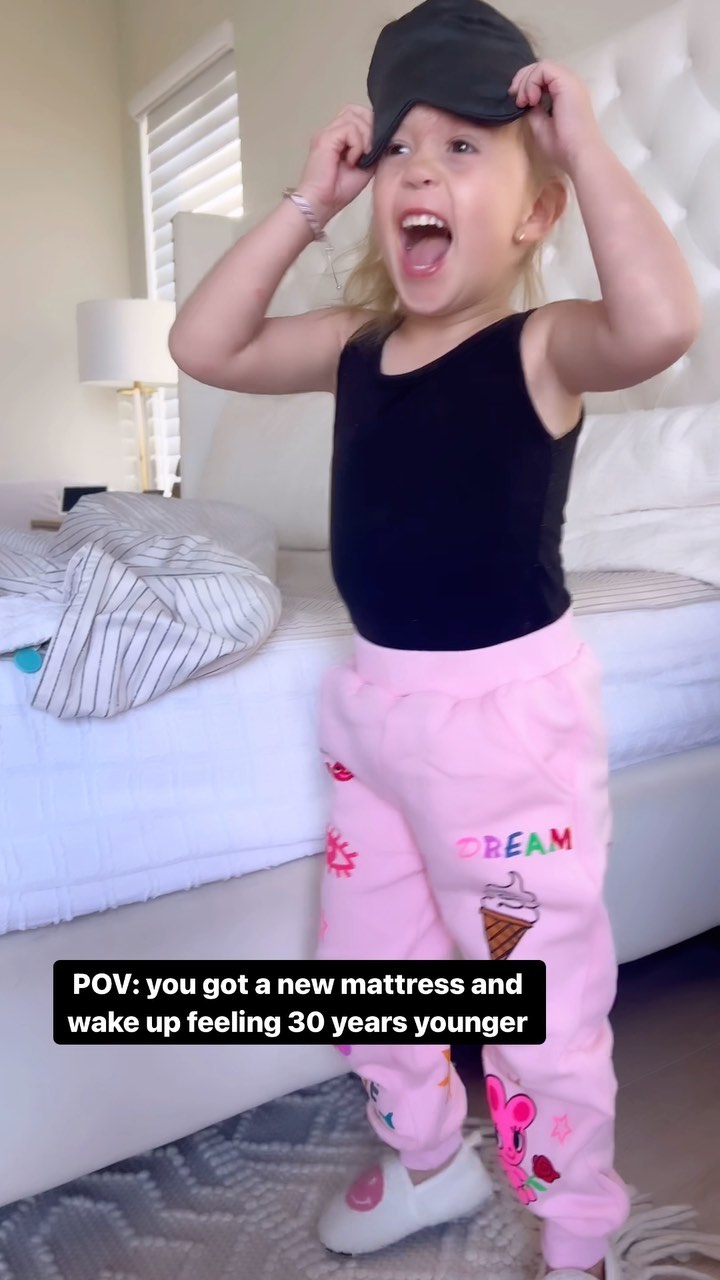 Instagram post by @emily.fauver for Mattress Firm. Caption reads: Wait for it 🤣

Get the right mattress, get the....