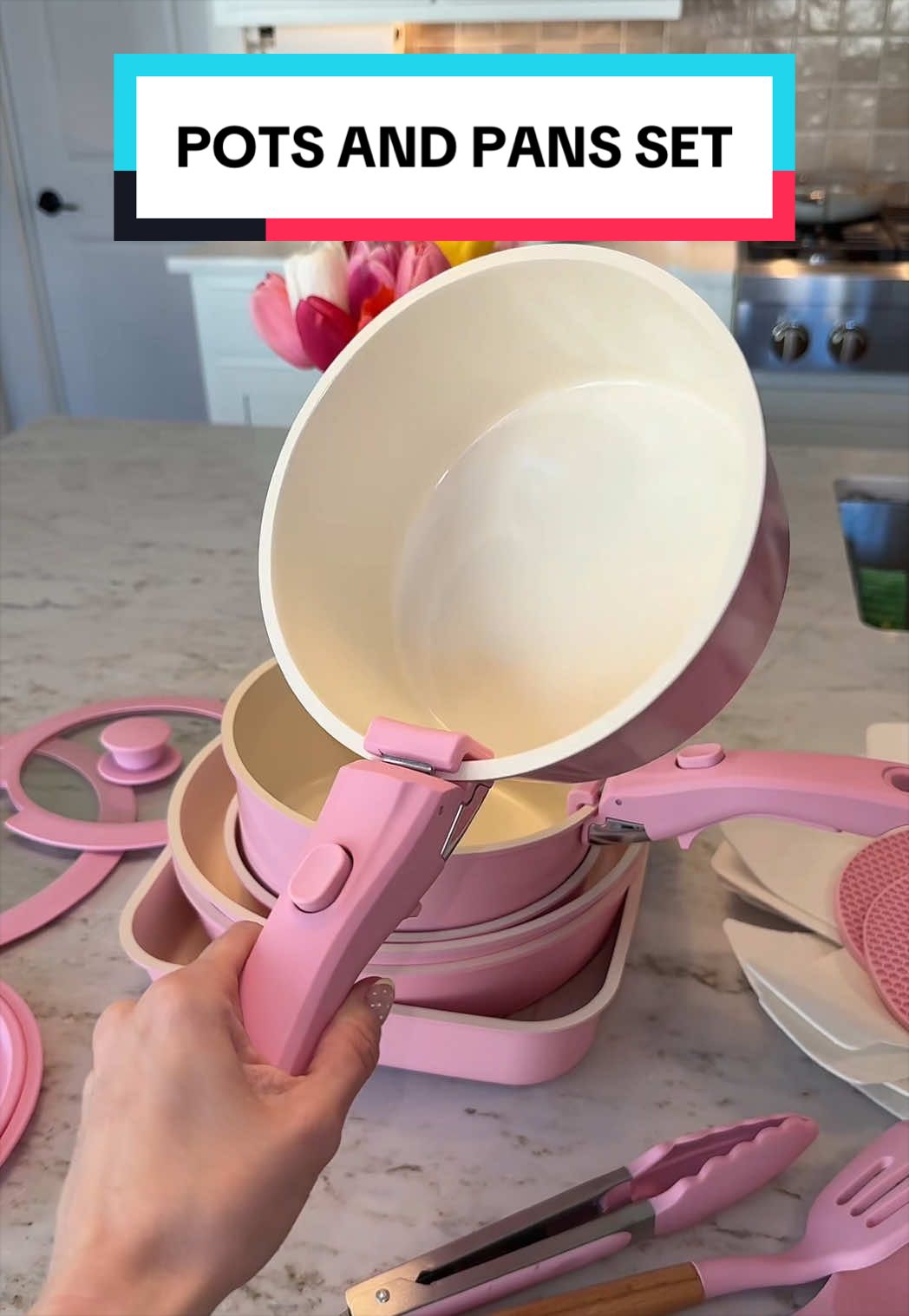 TikTok post by @ambre_skye for Kikcoin. Caption reads: [...] #potsandpans #kitchenessentials @Kikcoin....