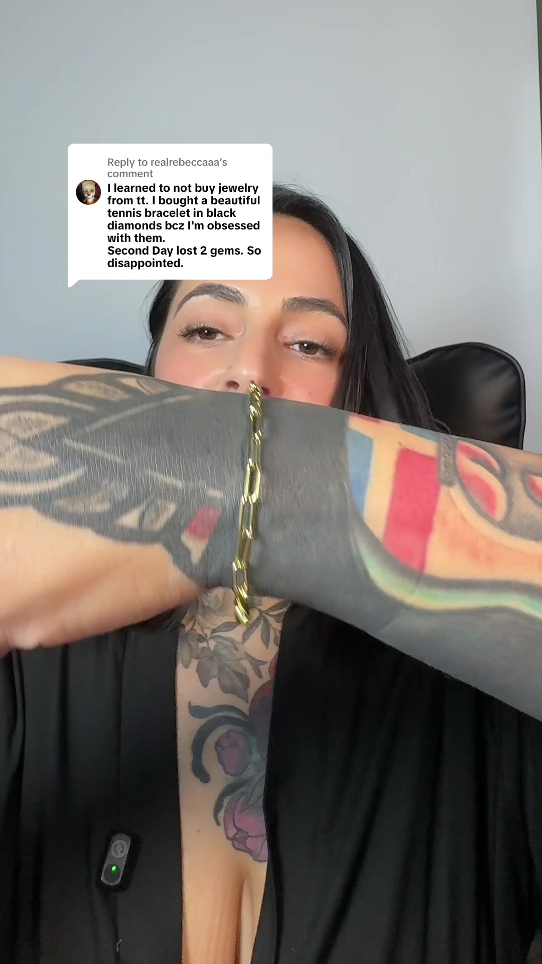 TikTok post by @mayimbathecreator for gorjana. Caption reads: [...] trusted TikTok shop jewelry stores is....