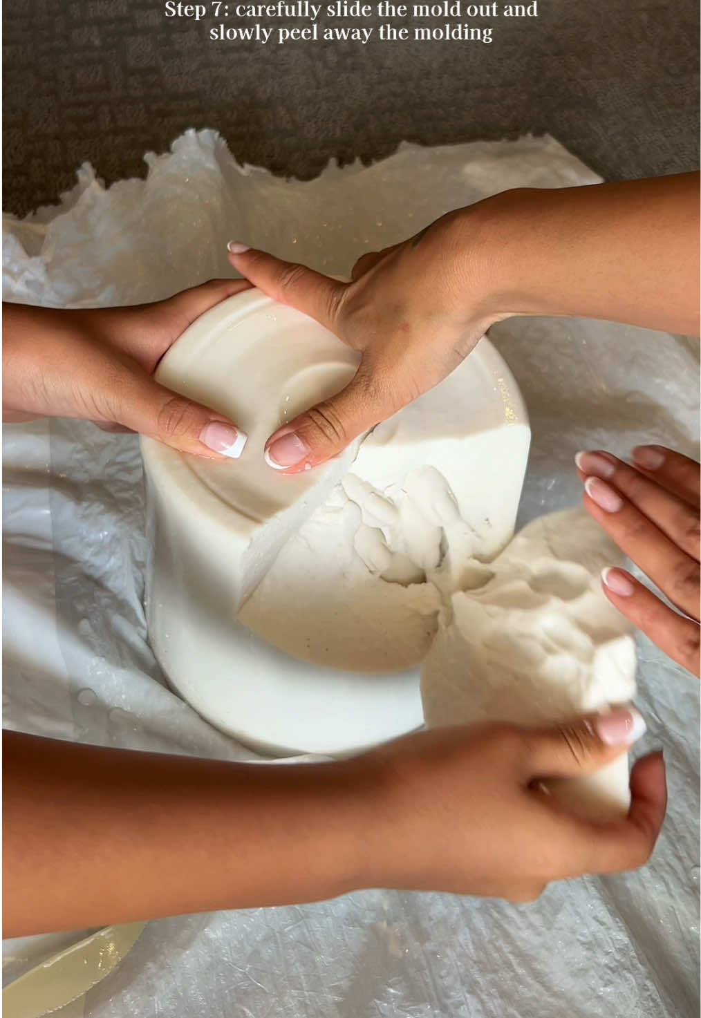 TikTok post by @skillinhome for Luna Bean. Caption reads: [...] hand mold keepsake, step by step 🤍 @Luna....
