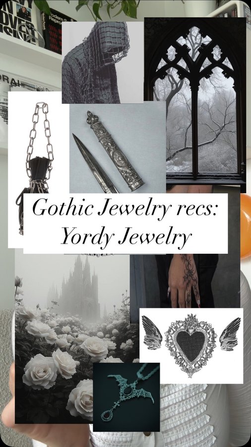 Instagram post by @tinyvampyre for YORDY. Caption reads: [...] cyber vibes of so many pieces from Yordy....