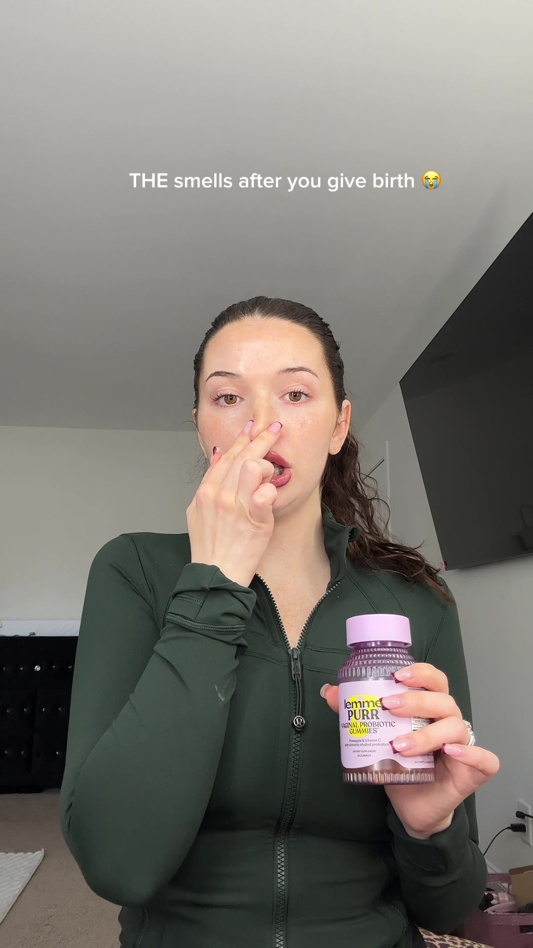 TikTok post by @jade.amberrrrr for Lemme. Caption reads: the way postpartum smells is CRAZY girl. @lemme....