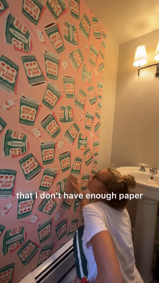 Instagram post by @atcharlotteshouse for Spoonflower. Caption reads: Good news. I LOVE this @spoonflower  paper and the....