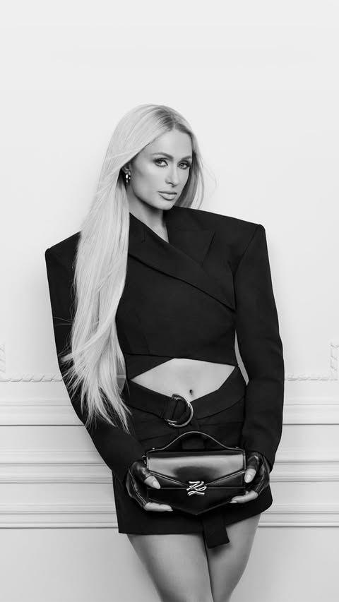 Instagram post by @parishilton for KARL LAGERFELD. Caption reads: [...] Set Designer Sati Leone #KARLLAGERFELD....